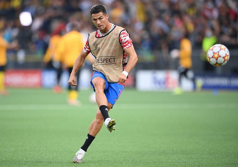 Manchester United's Cristiano Ronaldo warms up ahead of his side's match against Young Boys.